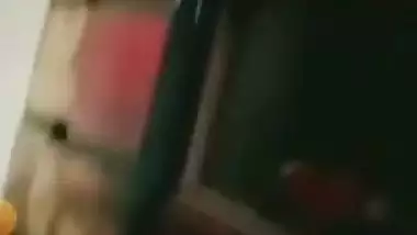 Selfie video call of sexy girlfriend showing nude body